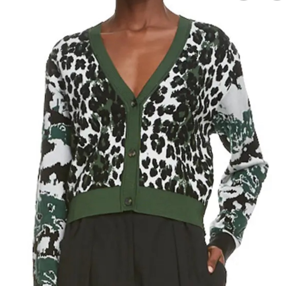 Women’s Kenzo Leopard Jacquard Crop Cardigan - M